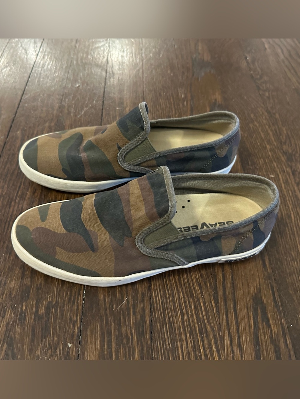 Womens Seavees Camouflage Slip-On Canvas Shoes - Green/Brown